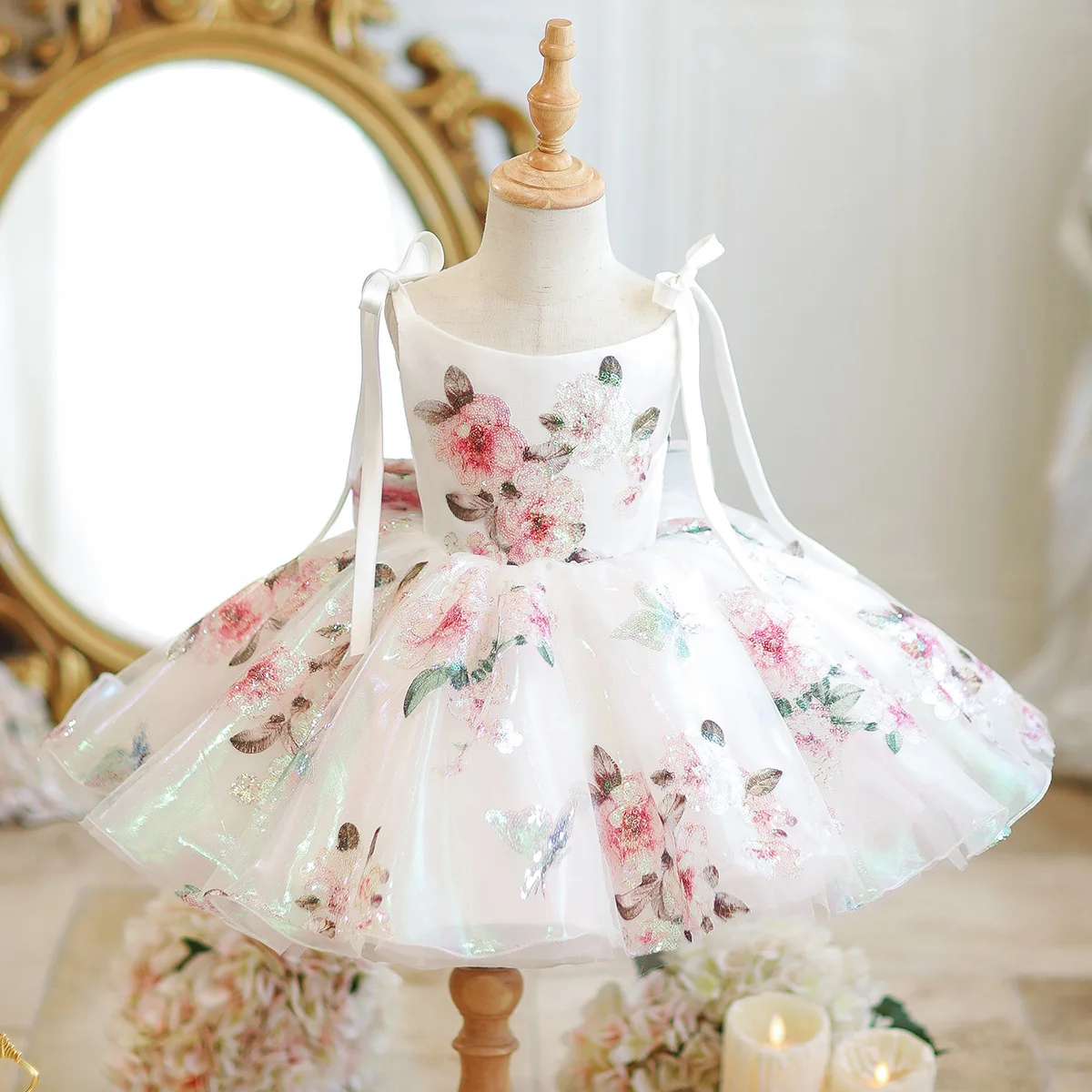 

2025 New Children's Princess Costume Host's Piano Performance Birthday Party Dresses For Girls A4607 Bridesmaid Dresses