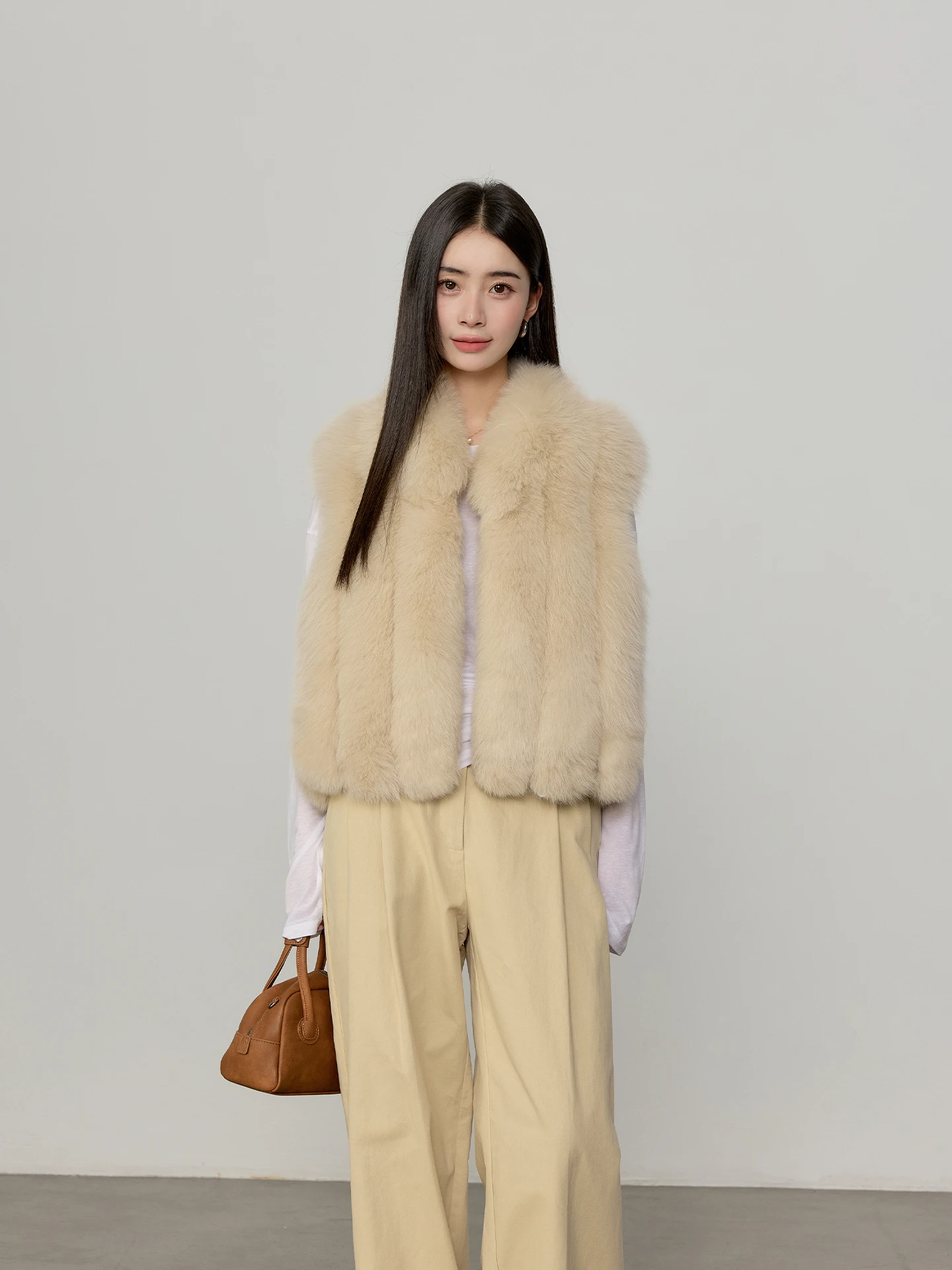 

Jeju Snowscape 2025 Winter New Fur ort Jaet Women's Faionable Stand Collar Versatile Warmth Casual Sle Stand Fit