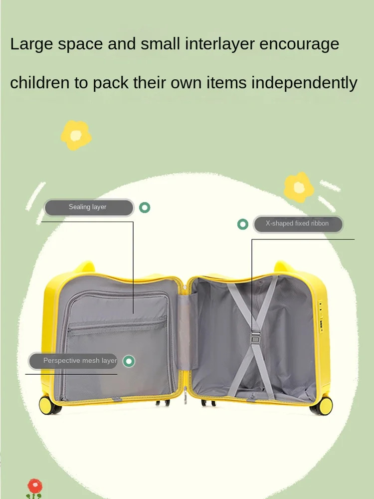 Children Luggage Can Sit 18 inch Spinner Wheels Suitcase Rideable Trolley Case Lightweight Boarding