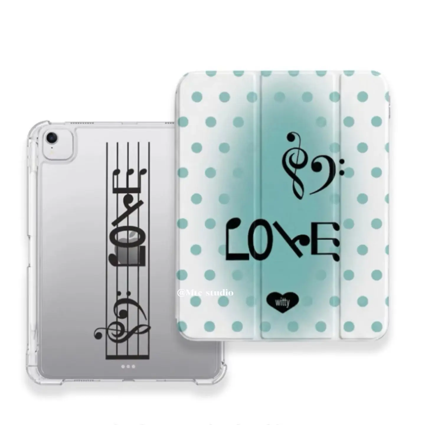 Gradient Green Polka Dots Y2K Tablet Case For iPad Pro 11 13 M2 M4 M3 10.2 5/6th 7/8/9/10/11th Mini 6 7 Air 3 4 5 6 Stand Cover