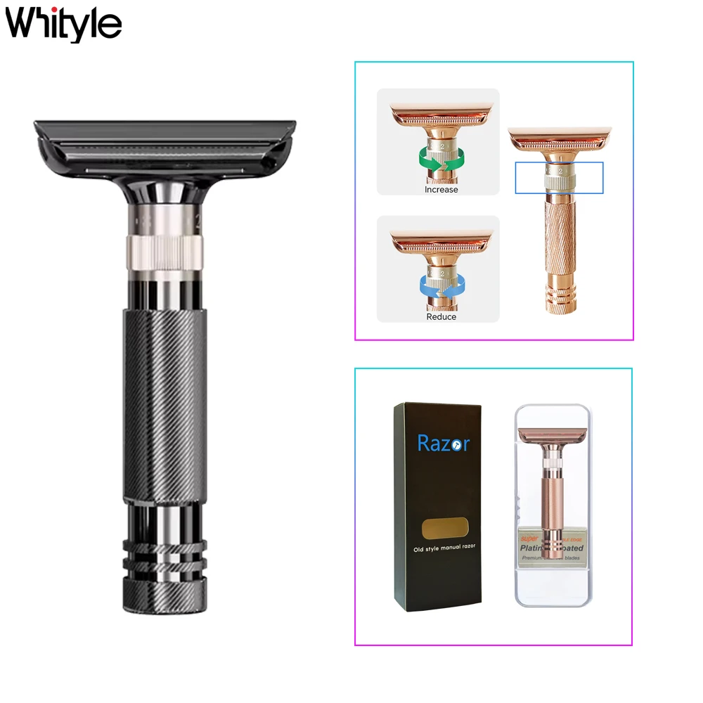 Whityle 13T New Design 1-8 Adjustable Classic Double Edge Safety Razor Stainless Steel Blade Shaver Best Shaving Razor For Male