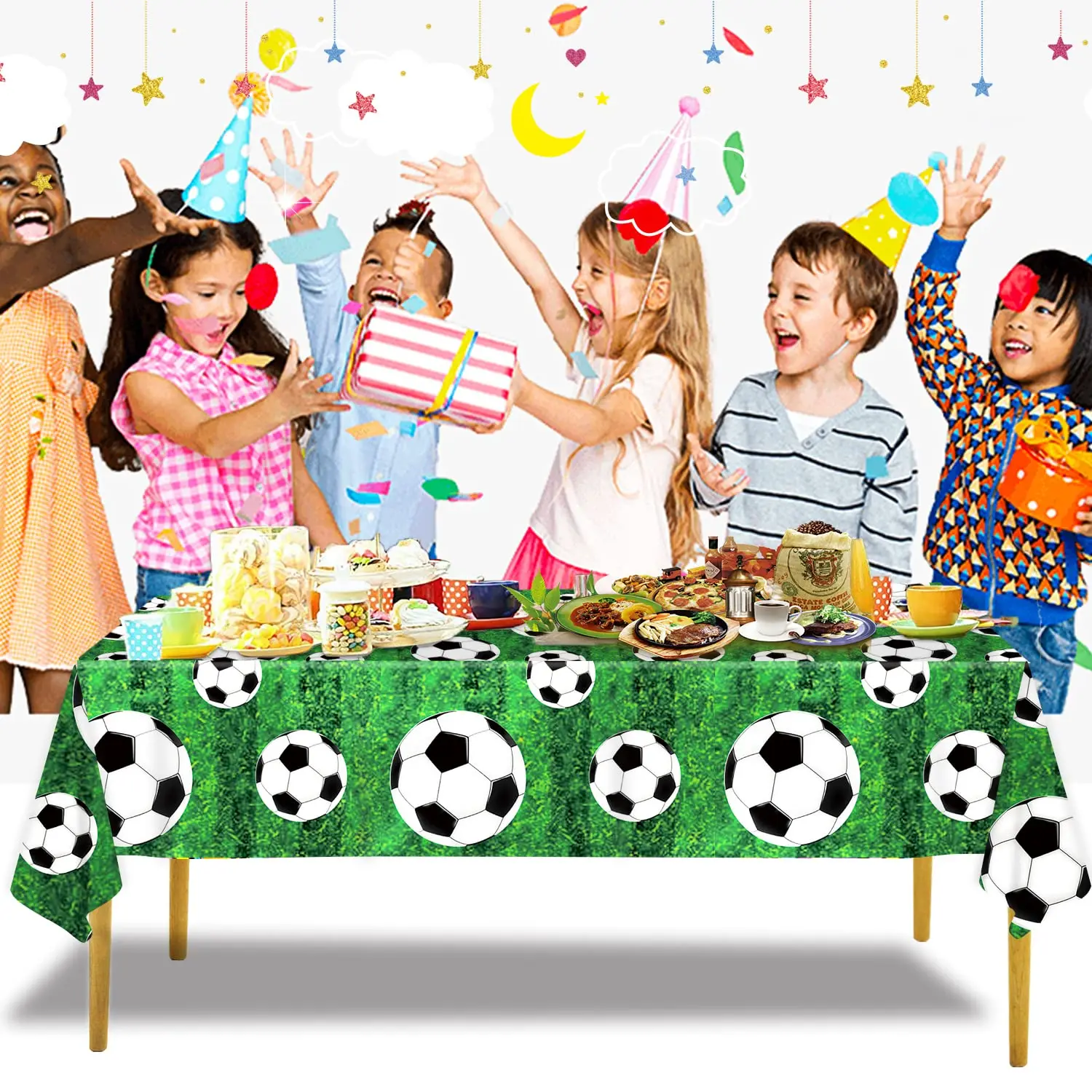Football Party Disposable Tablecloth Green White Children Boys Birthday Party Soccer Party Sport Match Decor Supplies Tablecover