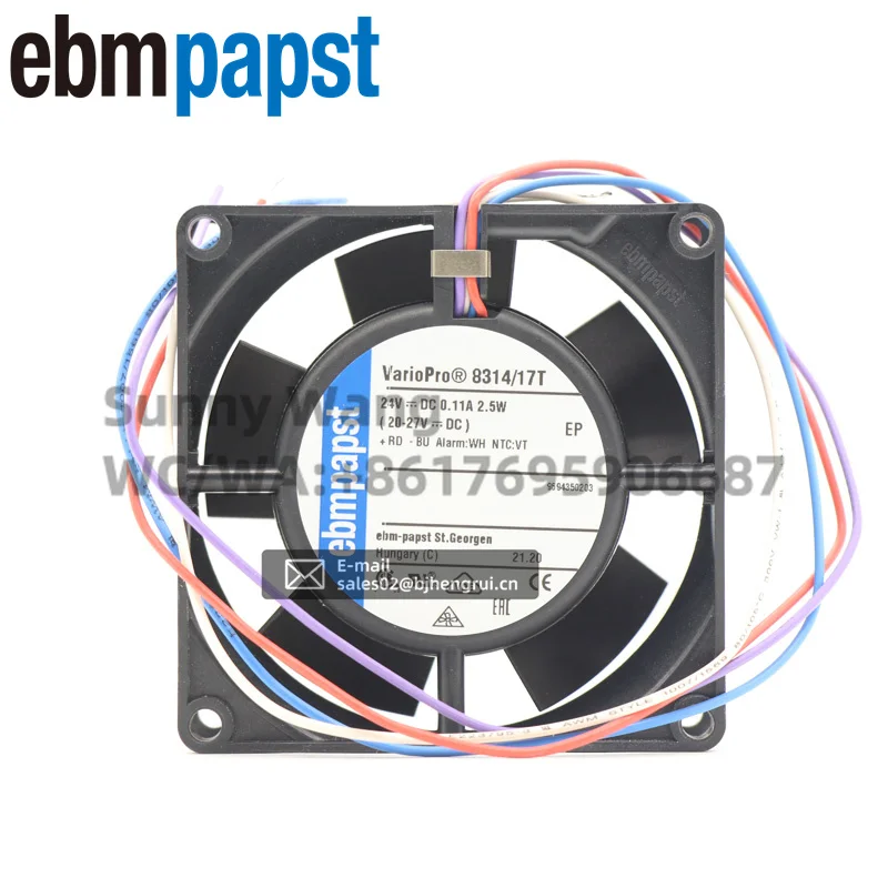 ebmpapst 8314/17T 24V DC 0.11A 1.75W 36dBA 3300RPM 31.78 CFM Ball Bearing Inverter Axial Flow Cooling Fan