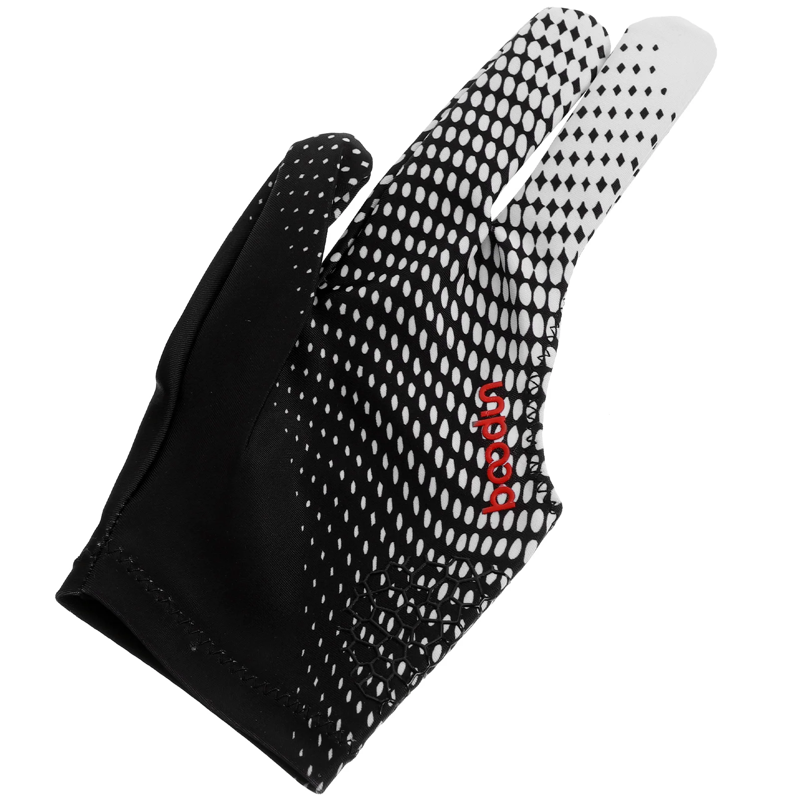 1pc 3 Fingers Glove High Elastic Anti-slip Billiards Glove Breathable Snooker Glove (Black and White)