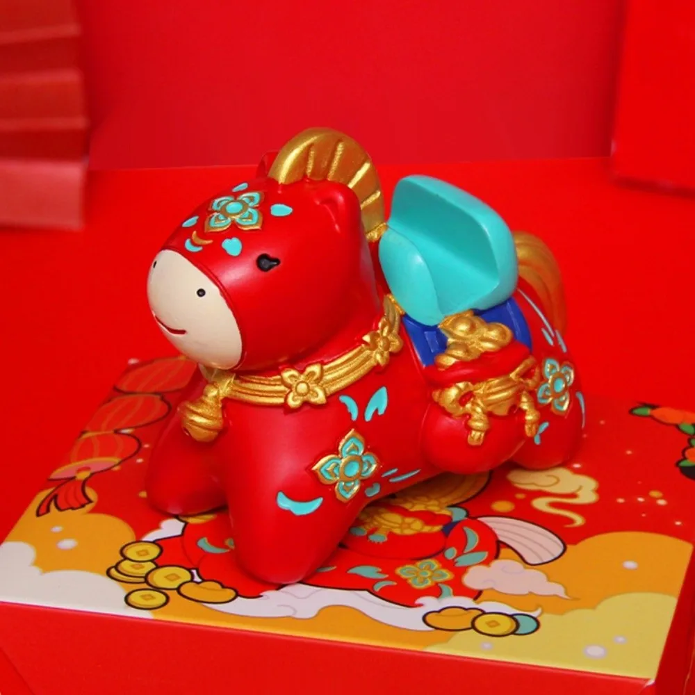 

Mascot Zodiac Horse Phone Stand Ornament Festival Decorative Animal Statue 2026 Horse Ornaments Holder Cute Cartoon
