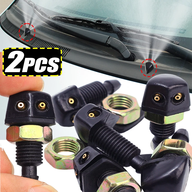 2Pcs Set Car Universal Front Windshield Wiper Nozzle Jet Sprayer Kits Windscreen Sprinkler Water Spray Washer Outlet Accessories