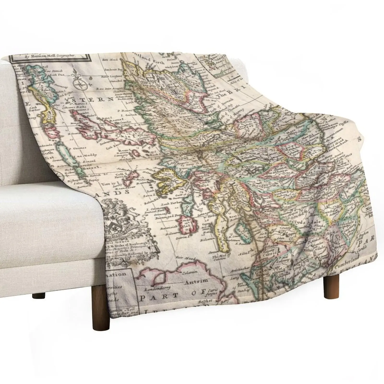 Vintage Map of Scotland (1718) Throw Blanket Fashion Sofas For Baby Blankets