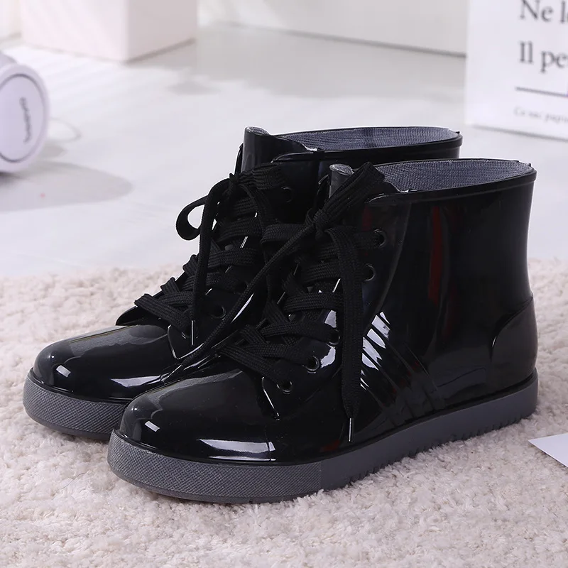 Women's Transparent Anti-Slip Waterproof Shoes Rain Boots with Fleece Lining Women's Short-Boot Style Rain Boots view 3