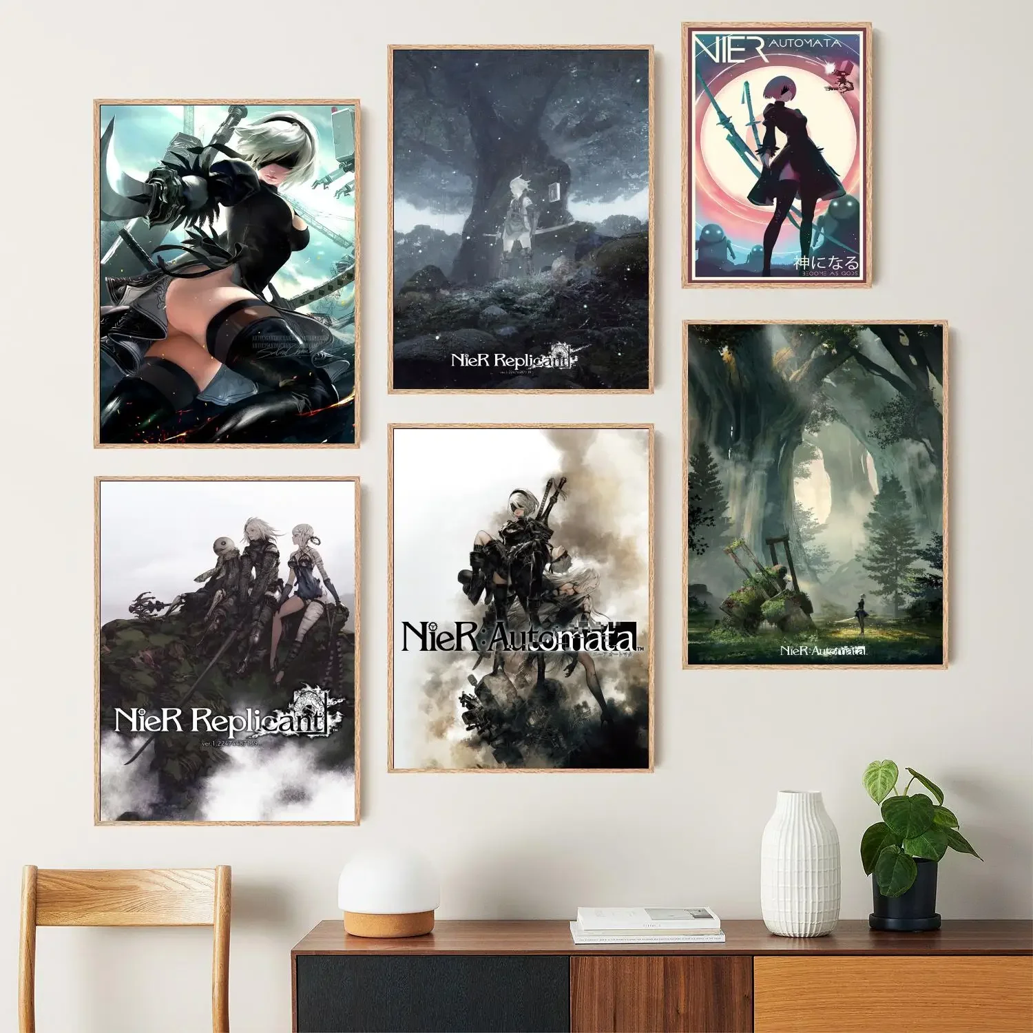 Nier Automata Replicant Ver.1.22474487139 Game Canvas Art Poster, Wall Art Picture Print, Modern Family Bedroom Decor Posters