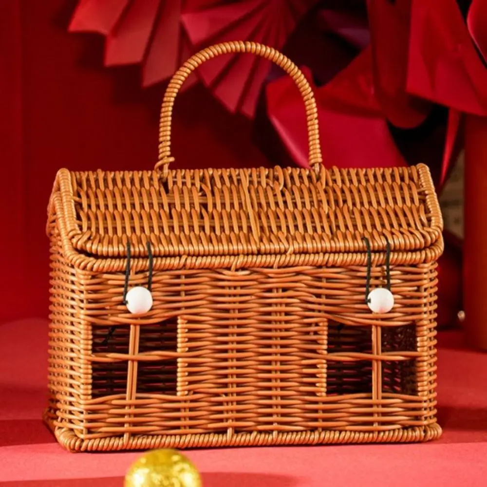 Multistyles Imitation Rattan Fruit Plate Retro Woven Handheld Storage Creative House Creative Household Storage Baskets