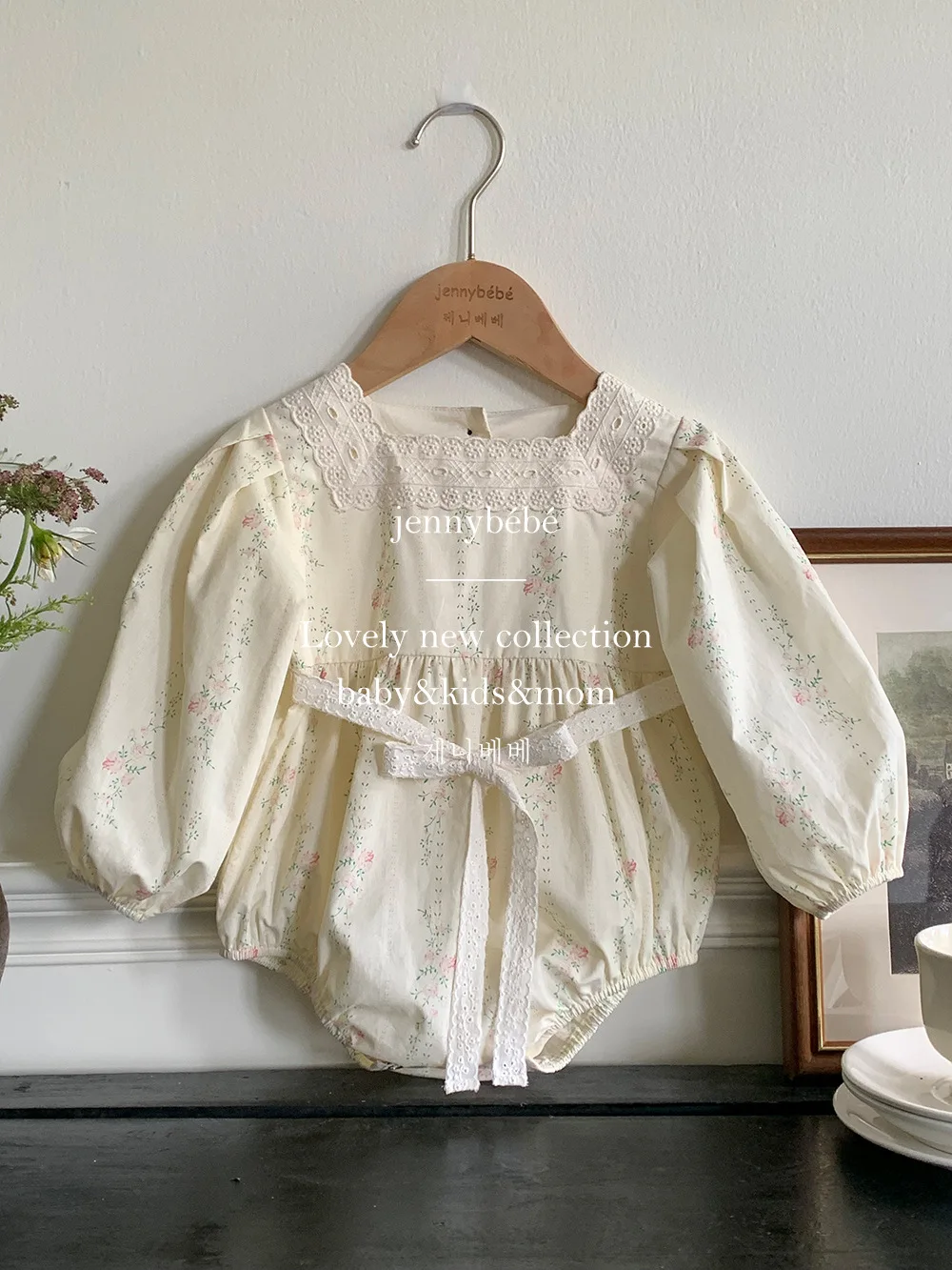 Family Matching Clothes Spring Summer Floral Dress Mother Daughter Long-sleeved 100%Cotton Dress Women Dress Baby Girl Bodysuit