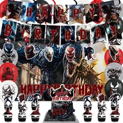 Disney Marvel venom 3 Birthday Scene Decoration Latex Balloon Party Banner Cake Flag Decor Baby Shower Supplies kids party