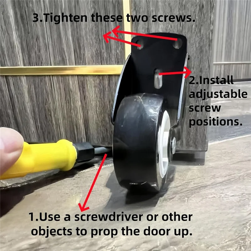 ABLK Paquete de 4 ruedas de puerta antihundimiento de 2 pulgadas, ruedas de soporte inferior de puerta para reparar puertas de madera que caen