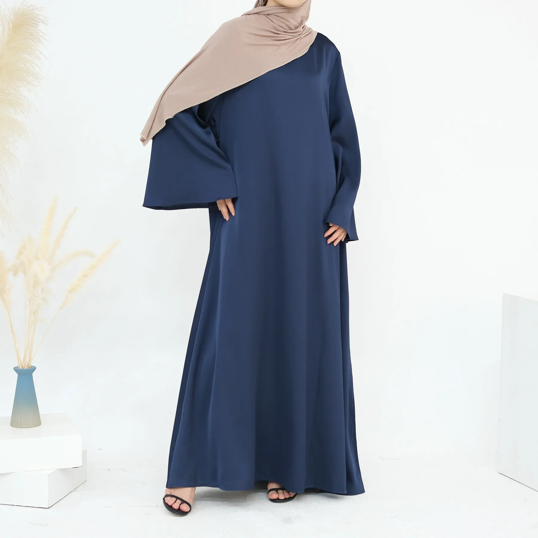 Uni elegante muçulmano fino ajuste cor sólida modesto moda kebaya kaftan turquia islâmico eid ramdan cardigan abaya dubai vestido de luxo