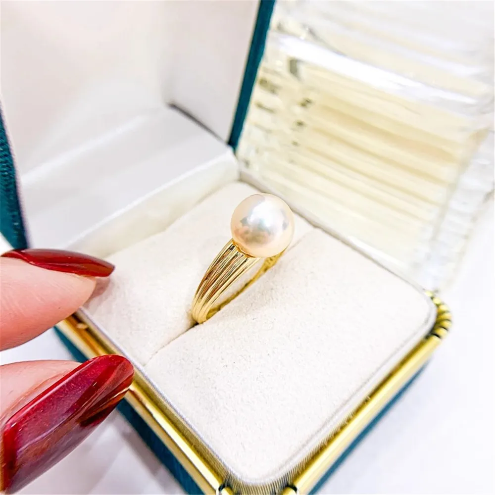

S925 Silver Sterling Ring Inlaid Zirconia Half Hole Pearl Ring Base Resizable Design DIY Handmade Fine Jewelry Ring Accessories