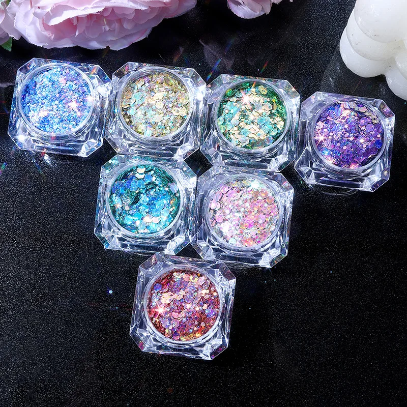 4 جرام ثلاثية الأبعاد عين القط مقياس السمك المجسم مكتنزة بريق مزيج أحجام البوليستر DIY بها بنفسك الحرف الزخرفية الراتنج رسومات أظافر الشعر لتقوم بها بنفسك