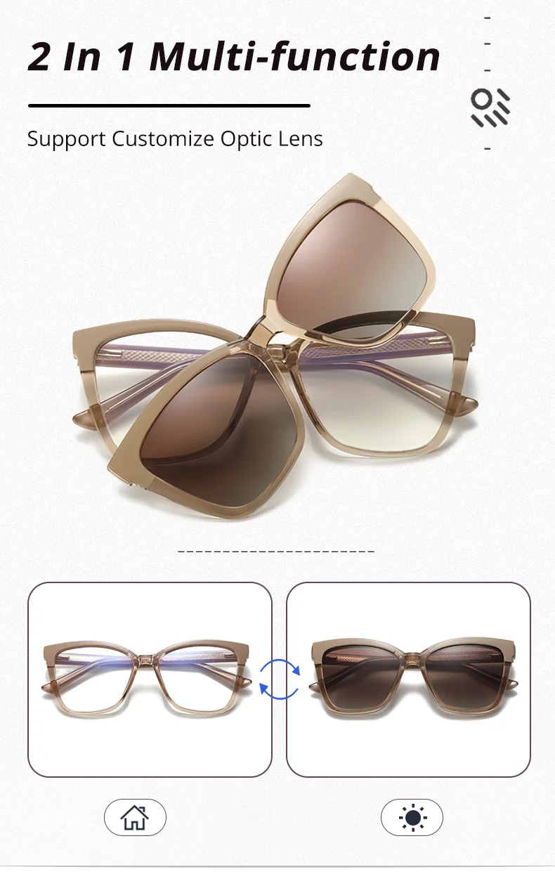 Ralferty Polarisierte Magnet-Sonnenbrille für Damen, Designer, 2-in-1-Brille zum Anklipsen, Damen-Sonnenbrille, Rezept 0 Dioptrien 2025 – Detail 2