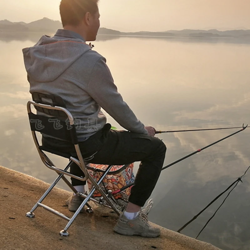 Stainless Steel New Fishing Chair Outdoor Angling Gear Foldable Camping Stool Portable Mini Lightweight Mazar