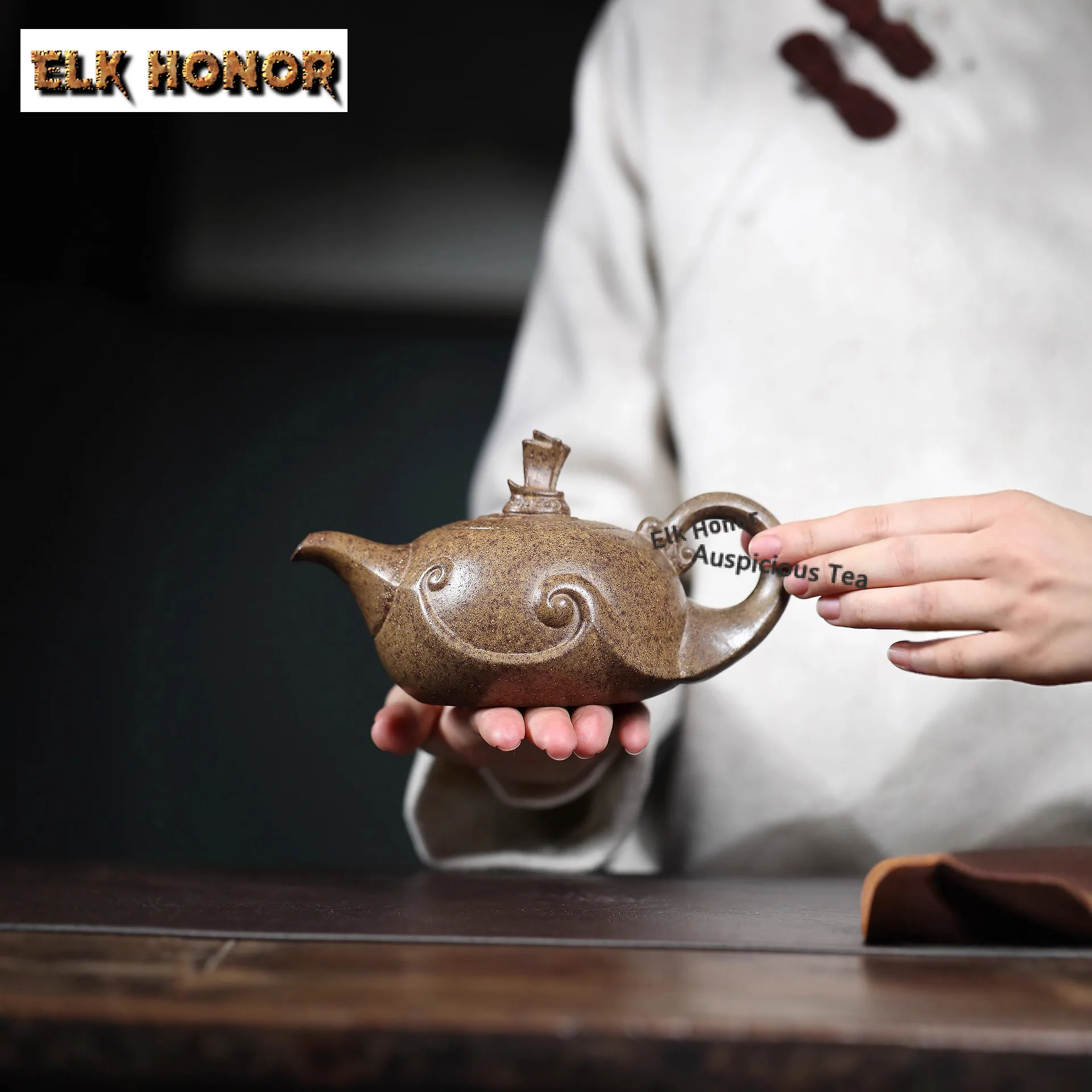 350ml Firewood Burned Teapot Creative Yixing Purple Clay Teapots Plain Sailing Pot Mist Agarwood Clay Kettle Chinese Zisha Gifts