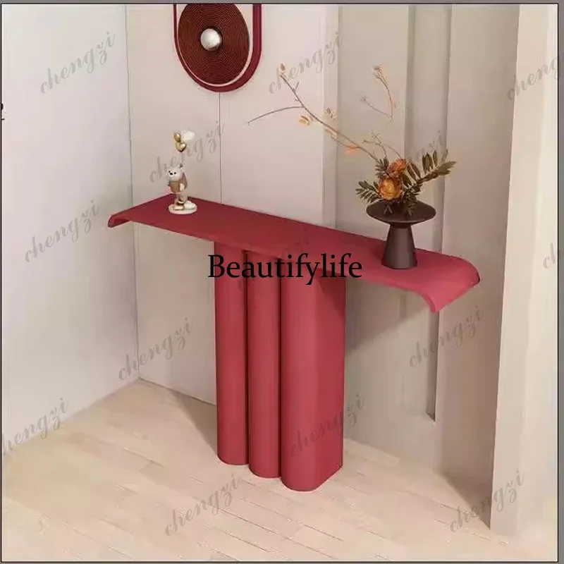 Y136 Y136 Medieval modern simple end view table, living room entrance table, designer creative red entrance cabinet