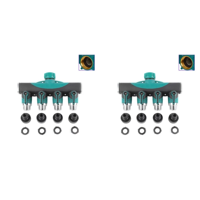 Praktischer 4-Wege-Wasserhahnteiler aus Metall für die Rasenpflege 3XUF – Detail 1