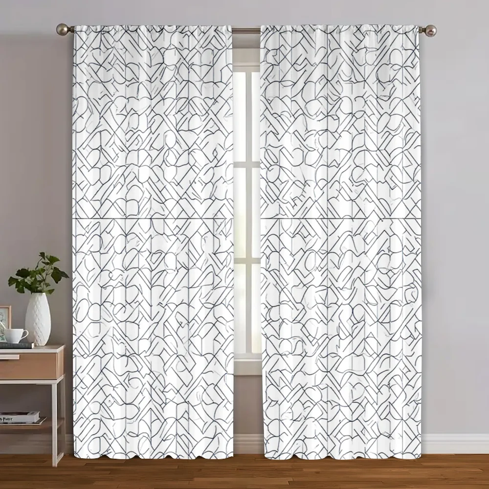 

2pcs, Upscale Curtains Black and White Machine Washable (without rod) Outdoor Decorations for Bedroom Office Kitchen Living Room