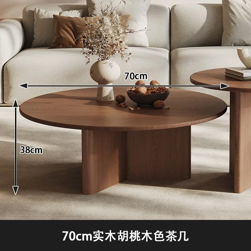 Table basse ronde vintage en bois, style farmhouse, pour chambre à coucher, table d'appoint de salon