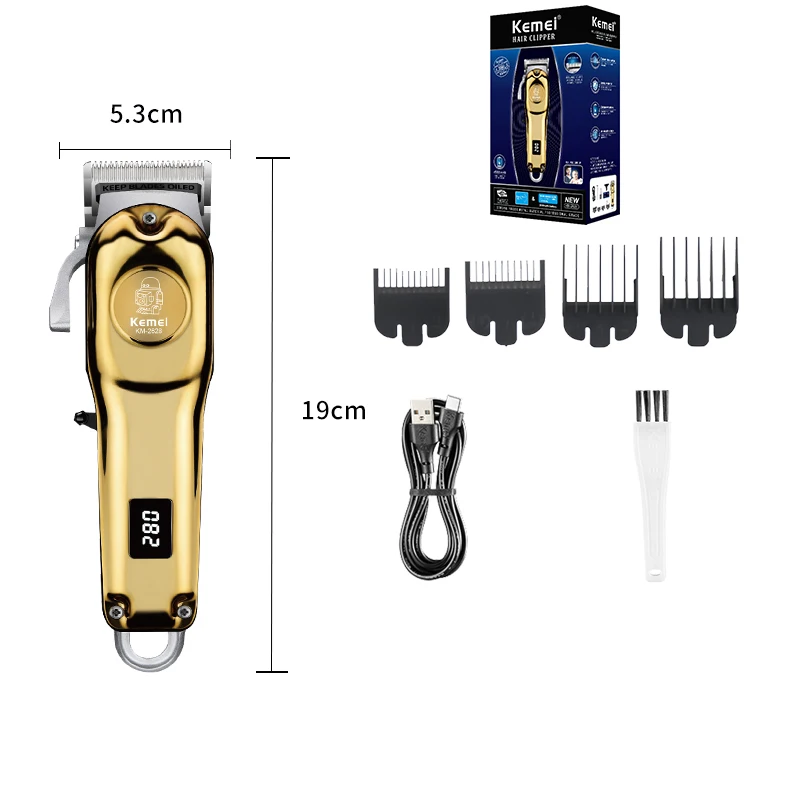 Kemei Professional Hair Clippers Barber Electric Cordless Hair Trimmer Rechargeable Hair Cutting Machine for Men Full Metal Body