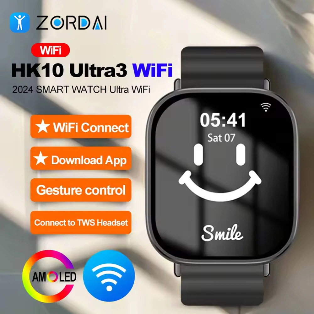 ZORDAI HK10 Ultra 3 WiFi Smart Watch AMOLED Men Women Sports Watch NFC Compass ChatGPT Bluetooth Call HK10 Ultra 3 WF Smartwatch