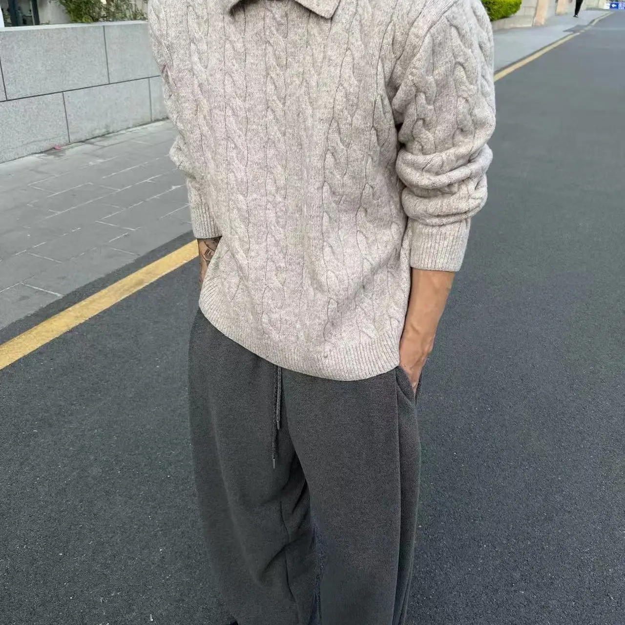 イタリア BC メンズ 25 秋冬新作 ファッション カジュアル ラペルニットセーター メンズ オールドマネースタイル ビジネスセーター