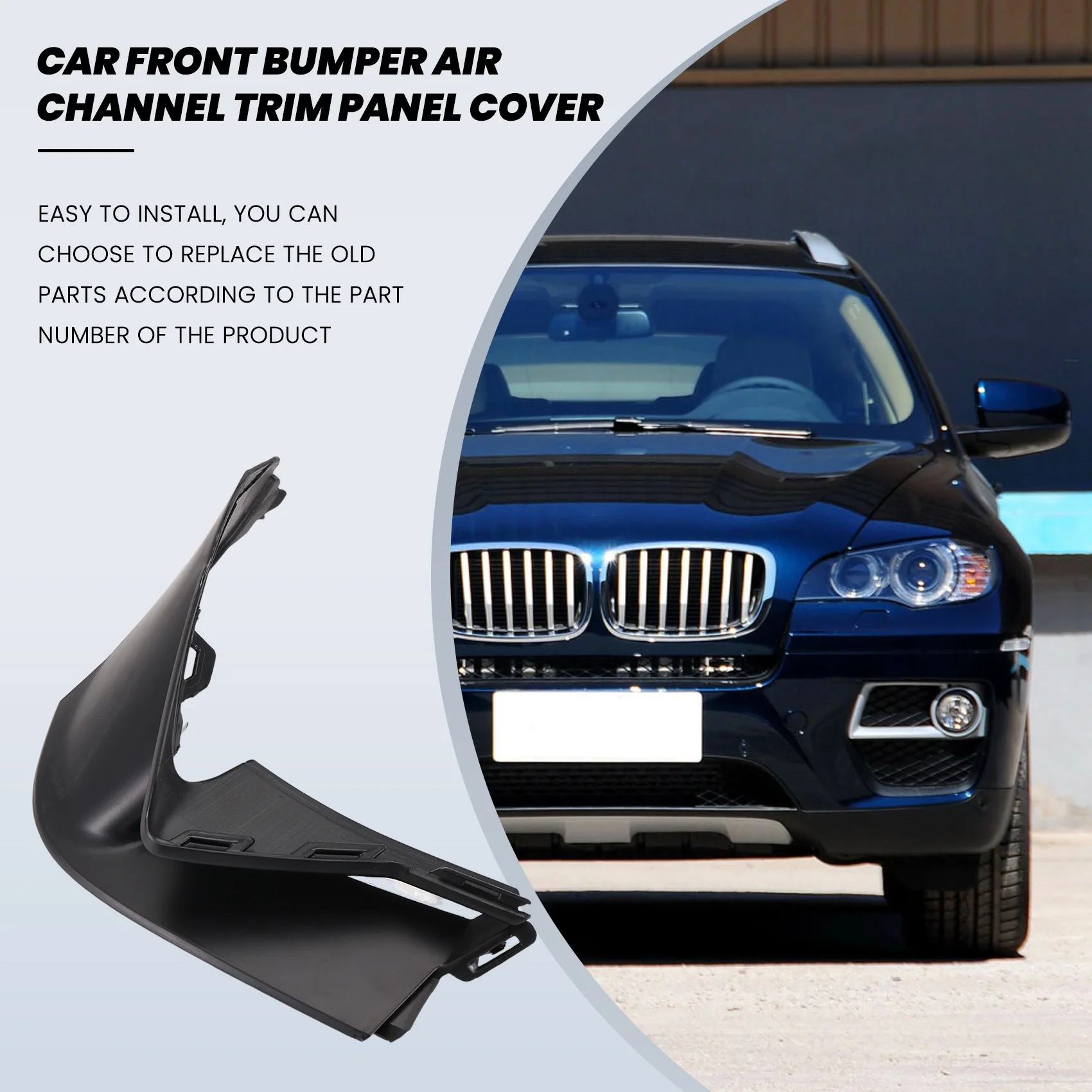 BMW X6 F16 2013-2019 35iX 28iX 30dX 50iX用 クラシックカーフロントバンパーエアチャンネル トリムパネル エアダクトトリムカバー 51118058558 R