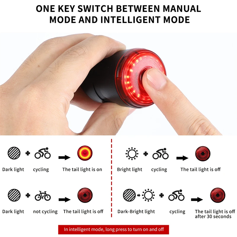 WEST BIKING Smart LED Bicycle Tail Light USB Rechargeable Auto Start/Stop Waterproof Bike Brake Sensing Safety Warning Light