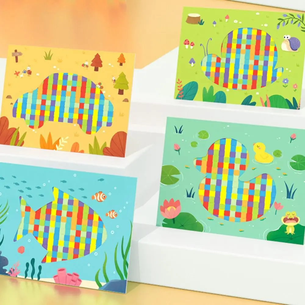 Art Craft Handgemaakt Weefspeelgoed Zintuiglijk Papier Dier Weefmateriaal Set Interessant Handmatig Geweven Schilderspeelgoed