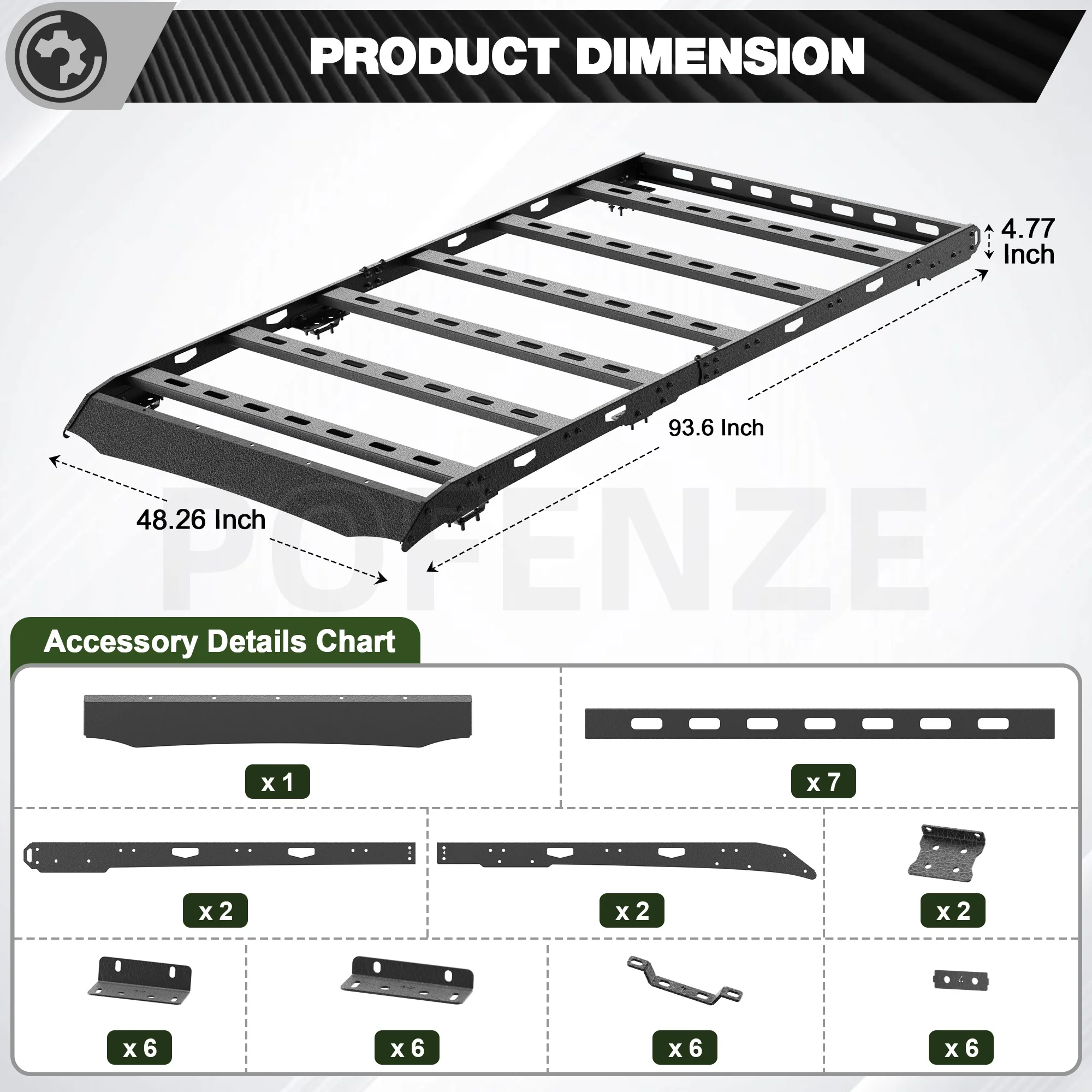 رف سقف لرف السقف 4Runner 5 Gen، الأجزاء الخارجية للمركبة من الفولاذ الكربوني #5
