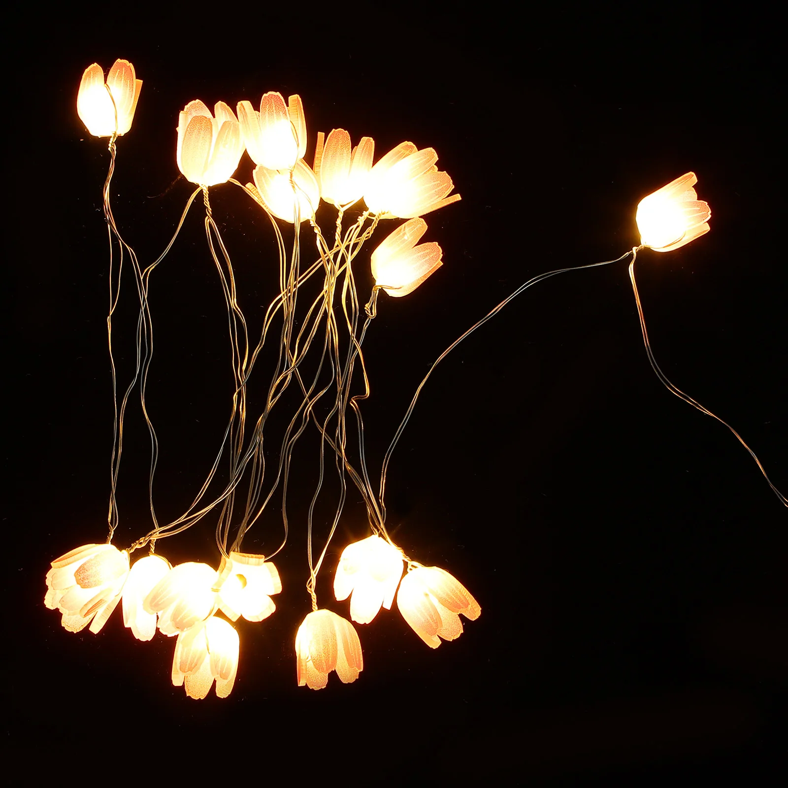 Guirlande lumineuse en forme de tulipe, délicate et décorative, pour fête d'anniversaire, mariage, fil de cuivre, matière plastique