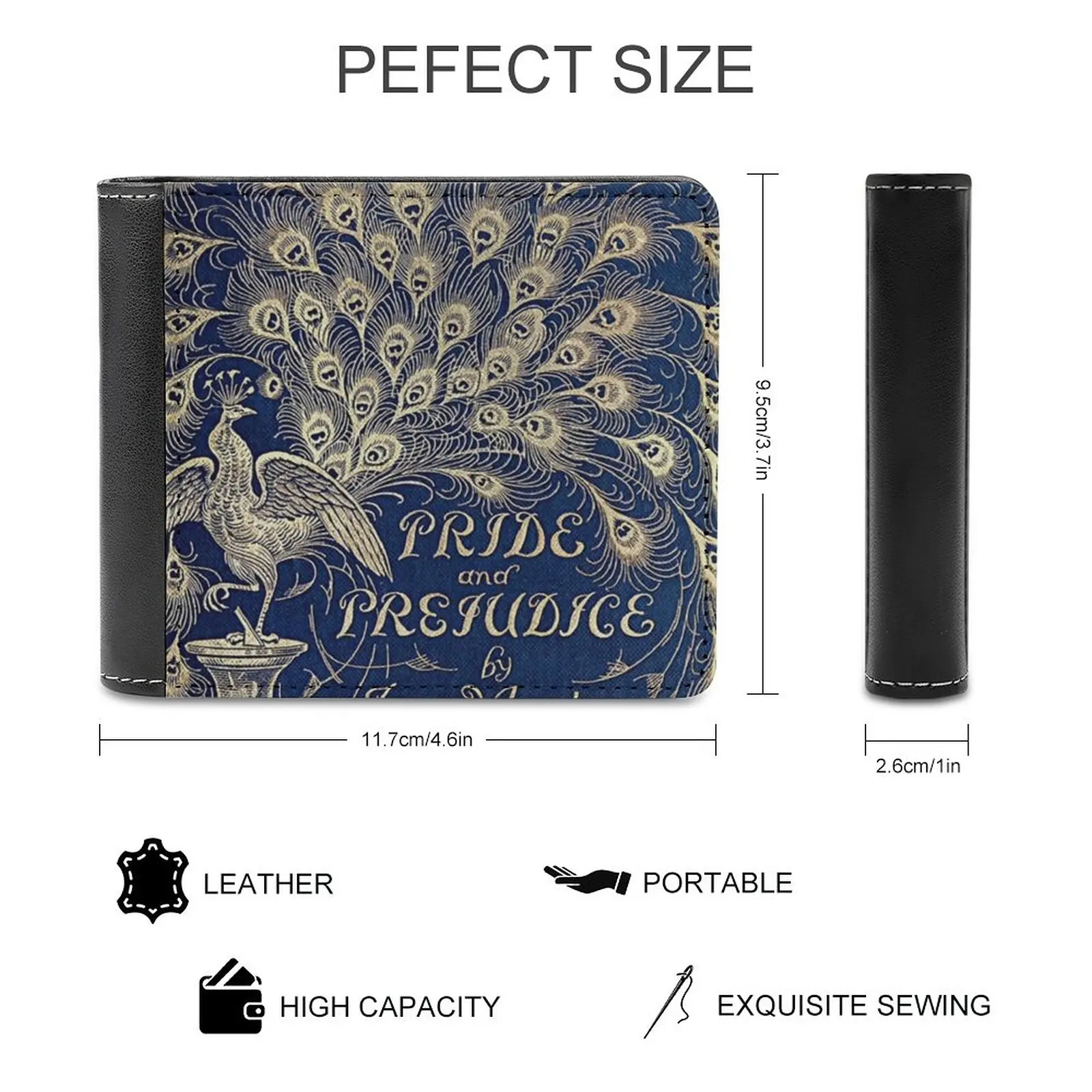 Pride And Prejudice Peacock Edition Book Cover Leather Wallet Men's Wallet Diy Personalized Purse Father's Day Gift Jane Austen