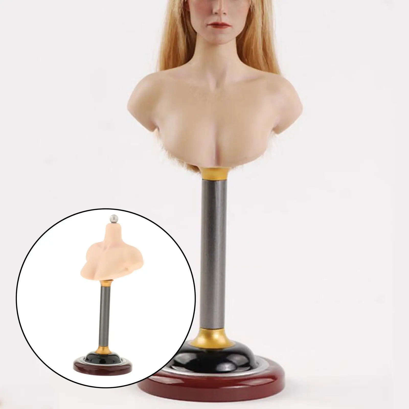 1/6 Male Female Bust Stand Half Bust Base Stand Platform PVC Model for Wigs