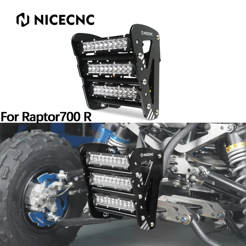 

NICECNC For Raptor 700 ATV Front Bumper LED Lights Kit For Yamaha Raptor 700 700R 2013-2023 Waterproof 60W 2160 Lumens Aluminum