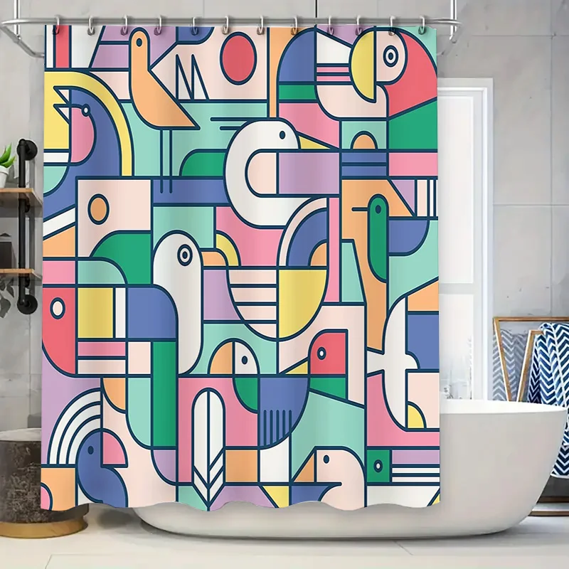 

Abstract Art Shower Curtain Modern Geometric Minimalist Waterproof Bathroom Decor Home Textile Washable Liner