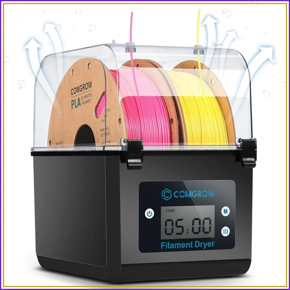 

3D Printer Filament Dryer Box, Filament Storage & Dehydrator, Compatible with 1.75mm/2.85mm PLA ABS, Spool Holder