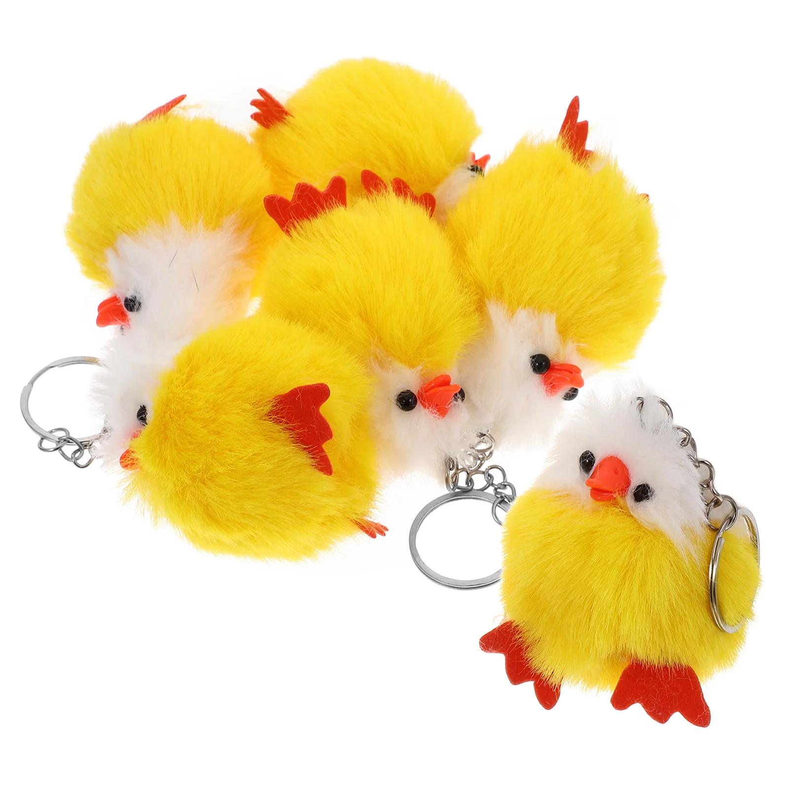 

6 Pcs Filling Plush Chick Pendant Chicken Keychain Zinc Alloy Mini Toys for Kids