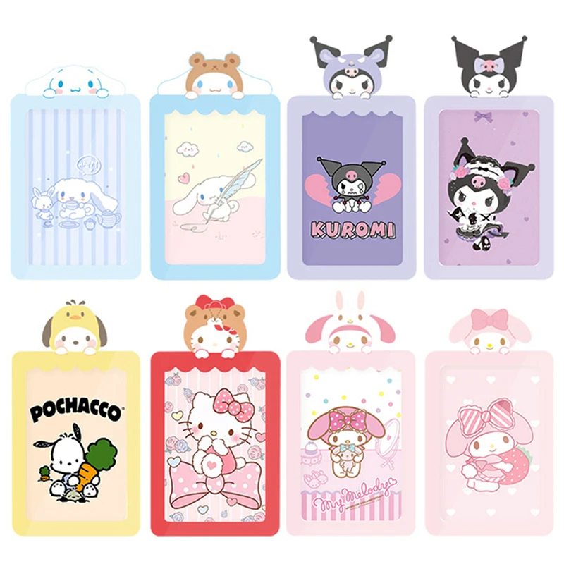 Kpop Kawaii Photocard Collect Holder con colgante, conejo, oso, identificación de crédito, banco, autobús, funda protectora para tarjeta de fotos, papelería para estudiantes