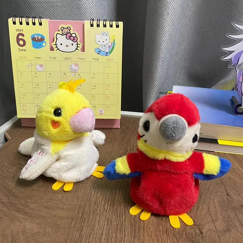 سلسلة مفاتيح ببغاء كهربائية لطيفة للأطفال ، لعبة قطيفة ، حقيبة ، صياح ، جناح متحرك ، طائر ، محاكاة محشوة ، حيوانات أليفة #6