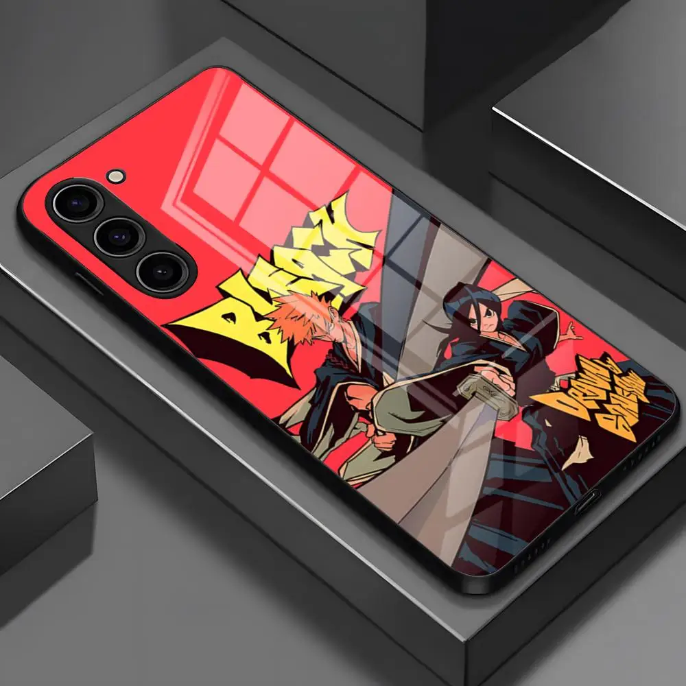 Japanische Anime Bleach Handyhülle für Samsung S25 Edge Ultra S23 S22 S21 S20 Ultra Plus S24 Fe A54 A53 A25 Glasabdeckung