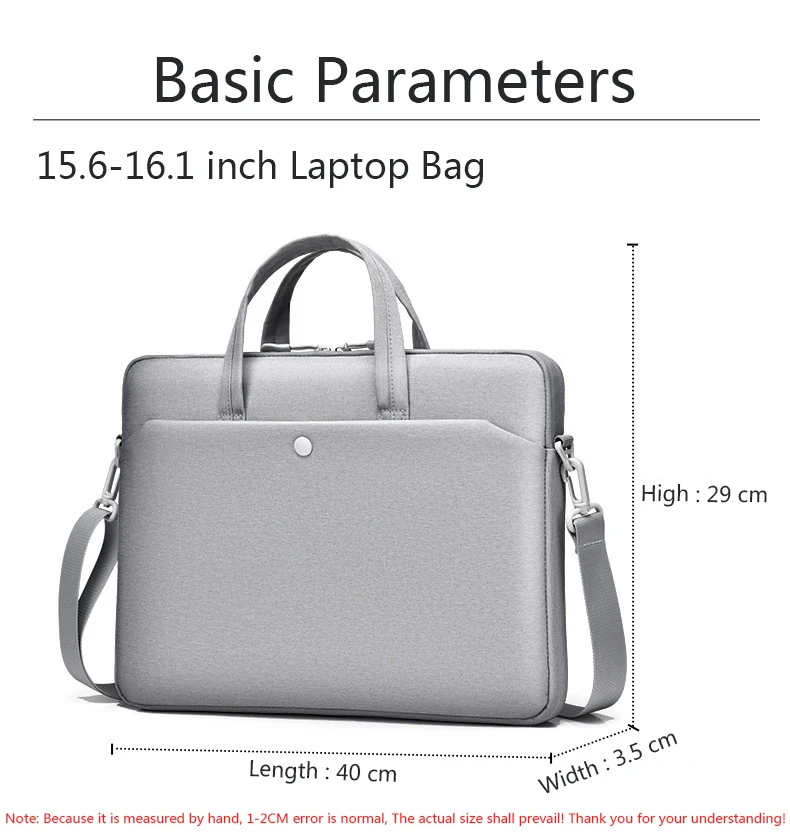 Laptop-Schutzhülle für Macbook Air Pro 16 Zoll, Tasche für 13,3 14 15,6 Zoll HP Huawei Lenovo Dell Notebooks, Schultertasche, Aktentasche – Detail 2