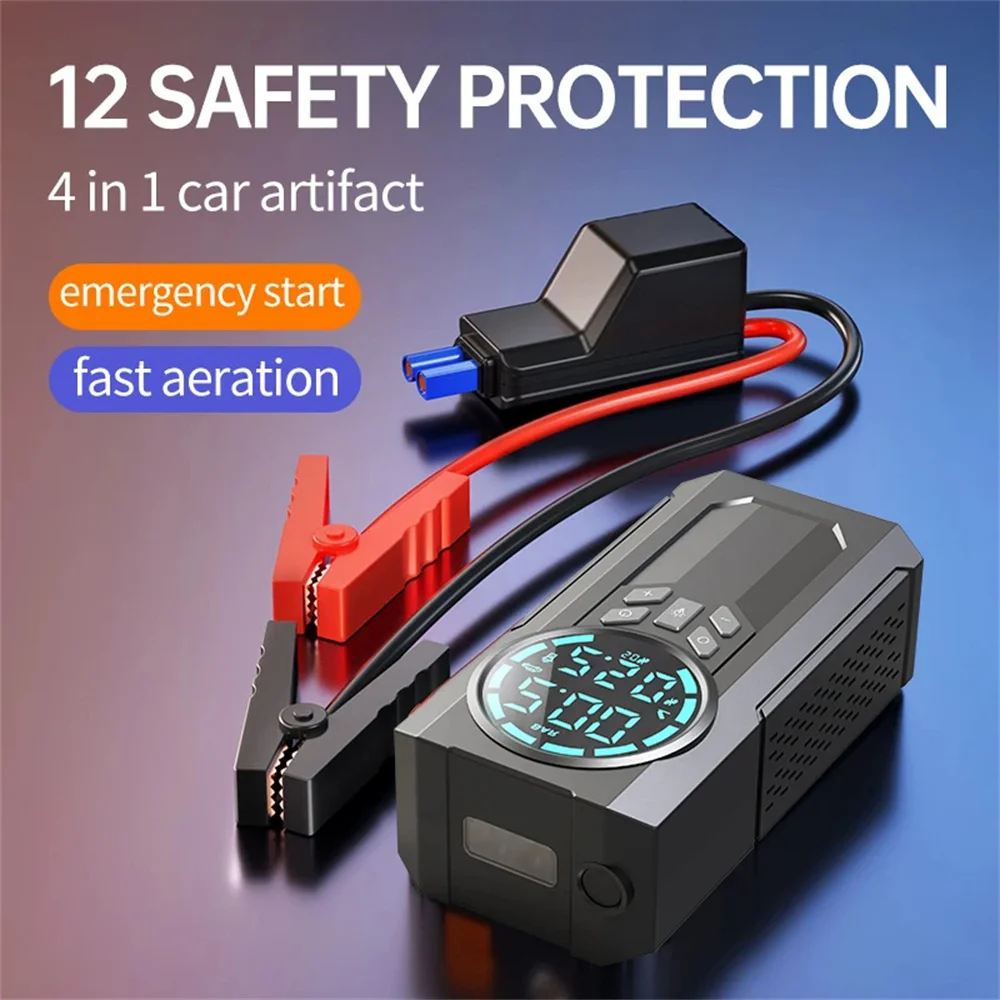 4 IN1 Car Jump Starter Air Pump Power Bank Lighting Portable Air Compressor Cars Battery Starters Starting Auto Tyre Inflator