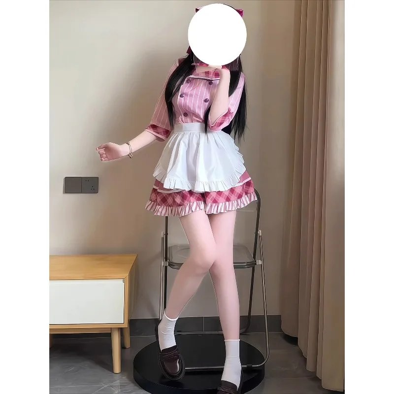 

Anime Shiki Natsume Cosplay Costume Kawaii Cute Pink Coffee Maid Uniform Full Set for Women Halloween Carnival Party Outfit