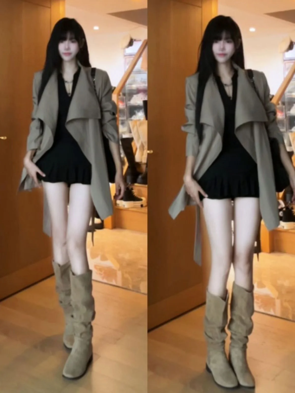 Elegant Korean Style Windbreaker Special Design Casual Outerwear Spring 2026 Women's Fashion Long Sleeve Mid-Length Coat