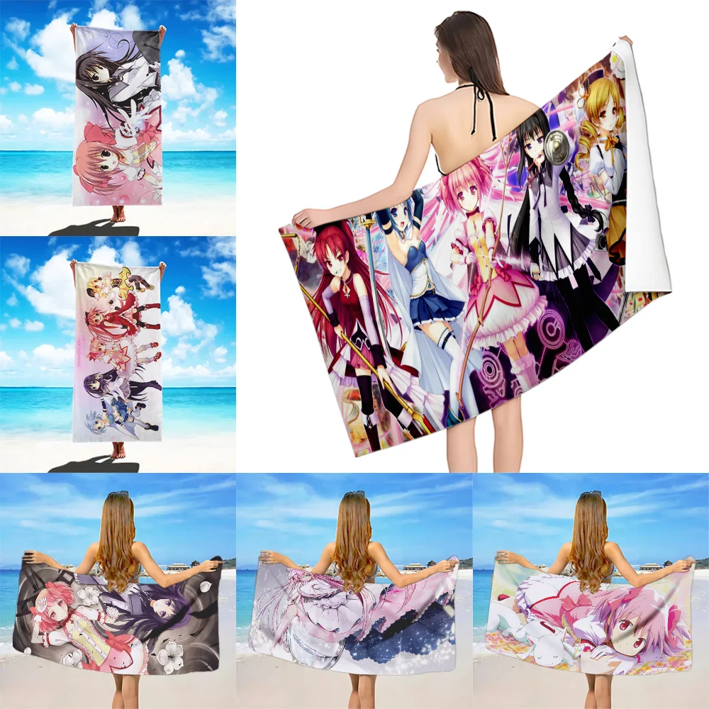 Puella Magi Madoka Beach Towel Microfiber Sand Free Quick Dry Soft Sandproof Pool Towel Gift for Women Travel Gym Shower Camping