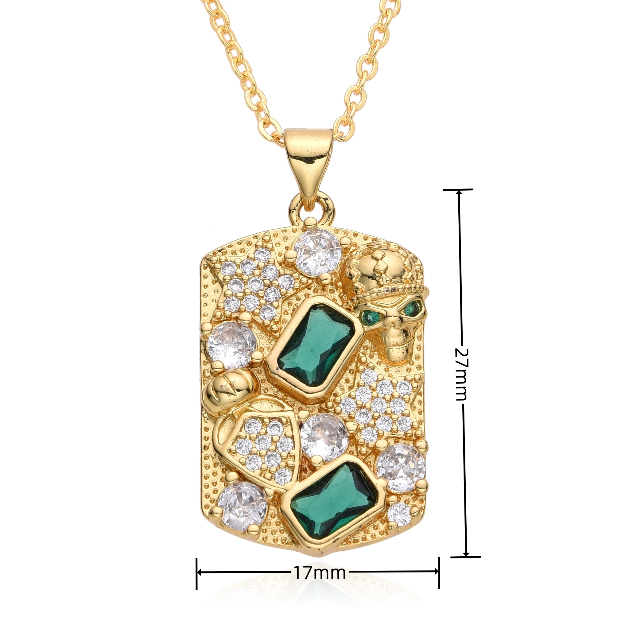 New Y2k Gold Color Rectangle Card Hangtag Charms Inlaid Zircon Necklace for Women Men Choker Pendant Jewelry Making Accessories